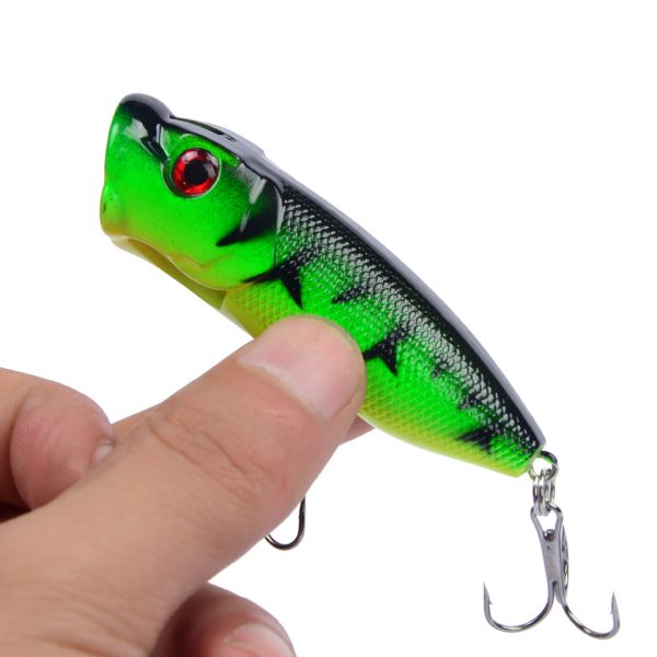⁦1 قطعة الصيد السحر 6.5 سنتيمتر/12 جرام Topwater بوبر الطعم 5 اللون الطعم الثابت الاصطناعي Wobblers البلاستيك الصيد معالجة مع 6 # السنانير⁩ - الصورة ⁦5⁩