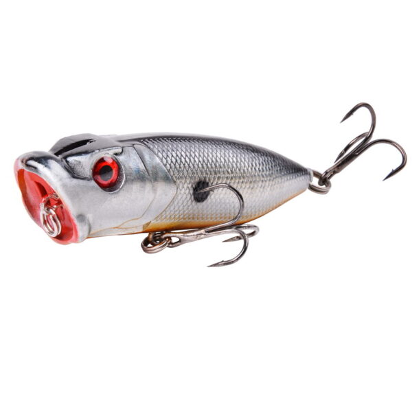 ⁦1 قطعة الصيد السحر 6.5 سنتيمتر/12 جرام Topwater بوبر الطعم 5 اللون الطعم الثابت الاصطناعي Wobblers البلاستيك الصيد معالجة مع 6 # السنانير⁩ - الصورة ⁦6⁩