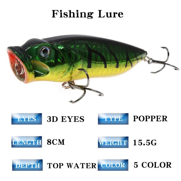 ⁦1 قطعة جودة الهائل Plopper 8 سنتيمتر 15.5g أعلى المياه بوبر الصيد إغراء الصلب الطعم Wobblers الدورية الذيل لينة الصيد معالجة⁩ - الصورة ⁦2⁩